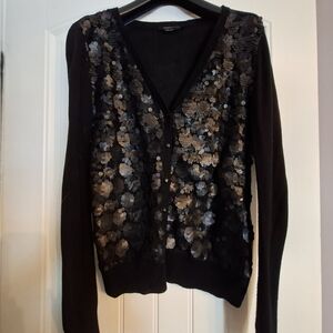 BCBGMaxAzria Black Sequin Cardigan